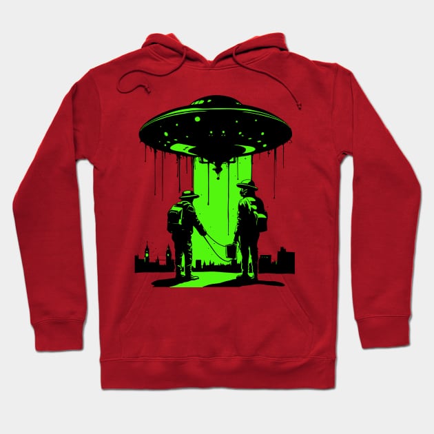 The Investigation: Retro Sci-Fi Flying Saucer Hoodie by SunGraphicsLab